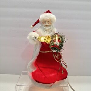 Vintage Lighted Animated Victorian Style Santa 11" Tall Moves Lights Electric